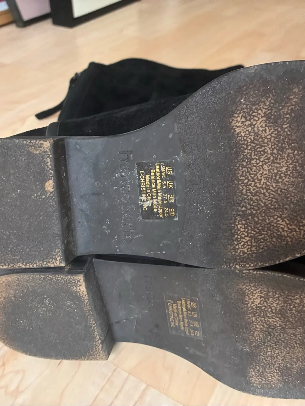Franco Sarto Black Suede Knee-High Riding Boots